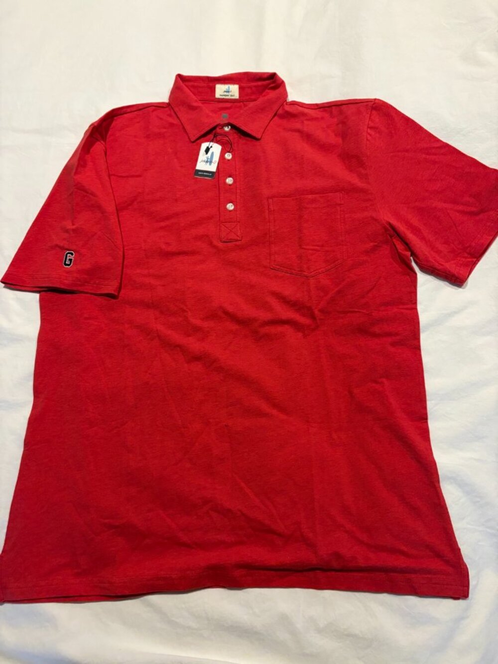 Johnnie-O NWT Red Polo Men's L | Custom Block G | UGA Georgia Bulldogs